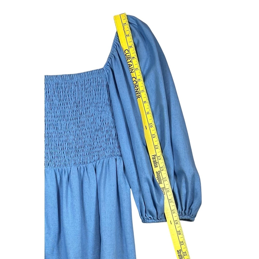 TUCKERNUCK Annie Smocked Mini Dress, Light Blue, Size Medium - Picture 5 of 8